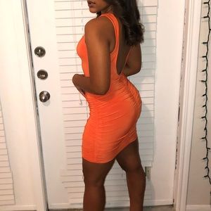 Orange backless dress